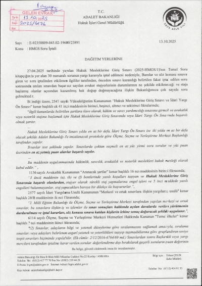 HMGS Soru İptali İle ilgili Duyuru