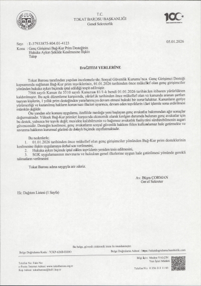 Baromuz Tarafından Adalet Bakanlığına Yazılan Yazı