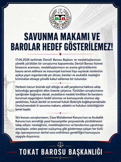 Savunma Makamı ve Barolar Hedef Gösterilemez!