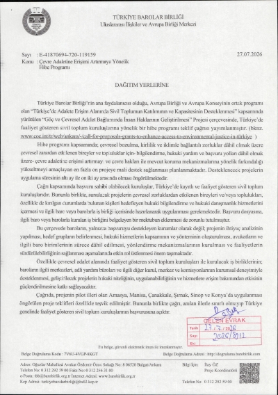 Çevre Adaletine Erişimi Arttırmaya Yönelik Hibe Programı