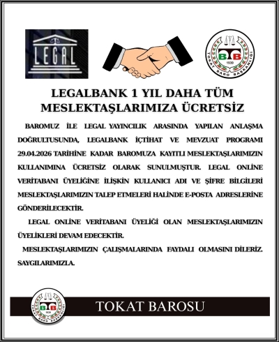 Legalbank 1 Yıl Daha Tüm Meslektaşlarımıza Ücretsiz