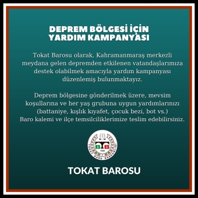 DEPREM BÖLGESİ İÇİN YARDIM KAMPANYASI