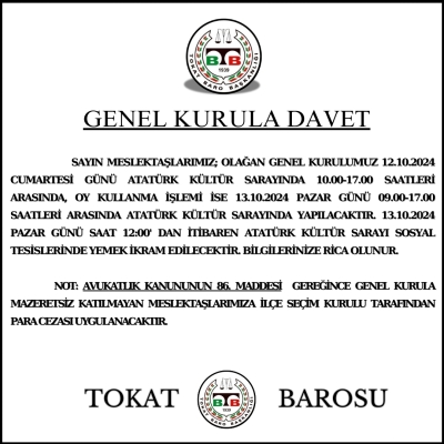 GENEL KURULA DAVET