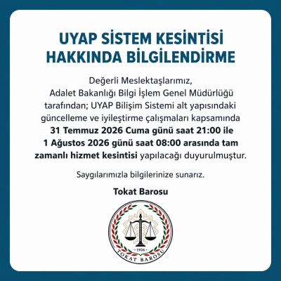 Uyap Sistem Kesintisi Hakkında Bilgilendirme